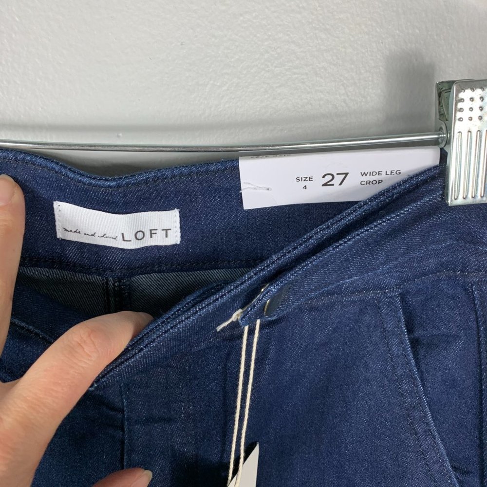 Loft High Rise Wide Leg Crop Jeans Blue Size 4 - Picture 3 of 5